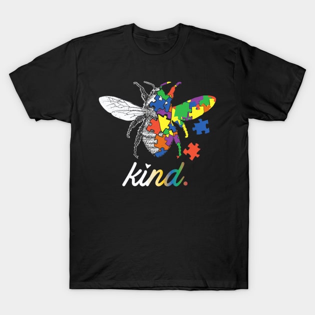 Bee Kind Beautiful Autism Awareness Gift Tee Shirt Puzzle T-Shirt by craiglimu